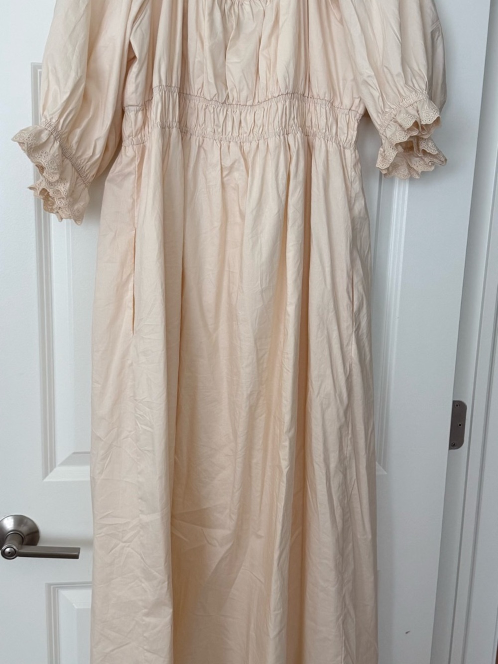 Daydreamer 100% Cotton Maxi Dress in Cream - Bump Friendly - 1XL - Picture 7 of 8